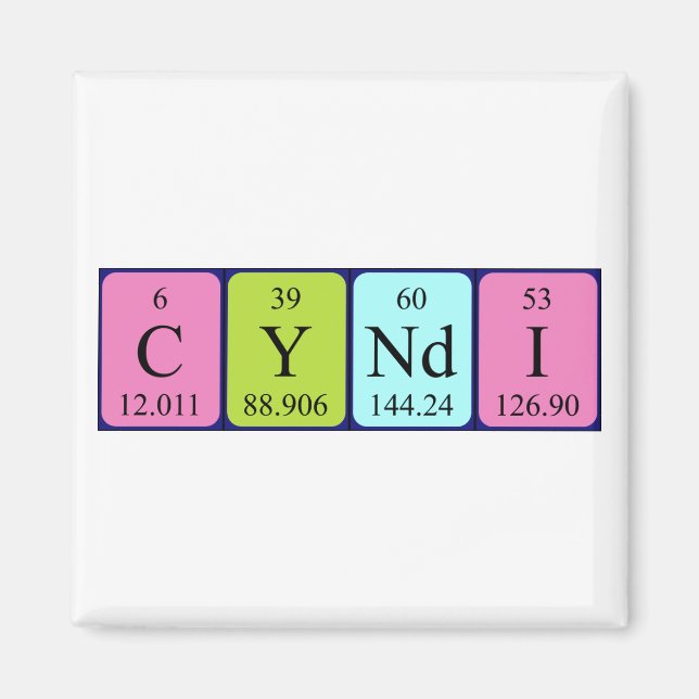 Cyndi periodic table name magnet (Front)