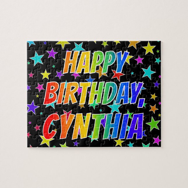 "CYNTHIA" First Name, Fun "HAPPY BIRTHDAY" Jigsaw Puzzle (Horizontal)