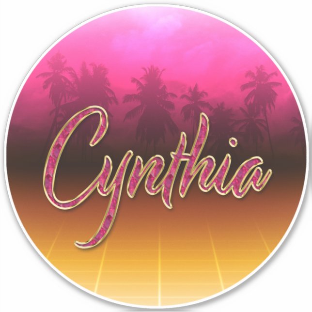Cynthia First name golden pink sticker sticker (Front)