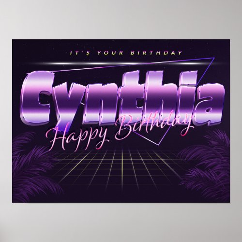 Cynthia Name First Name pura retro poster Birthday