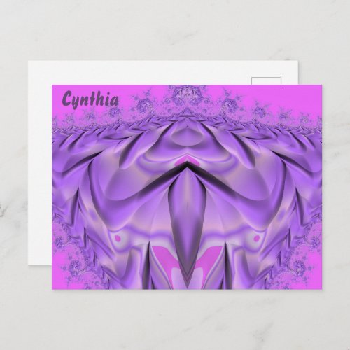 CYNTHIA   Postcard 3D Pink Lavender White Zany