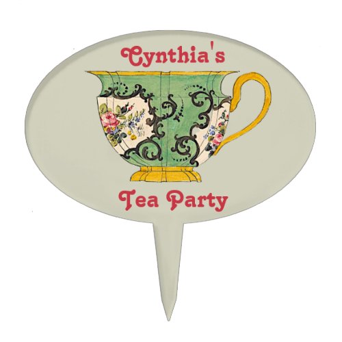 CYNTHIA  VINTAGE Tea Cup  Tea Party  Cake Topper