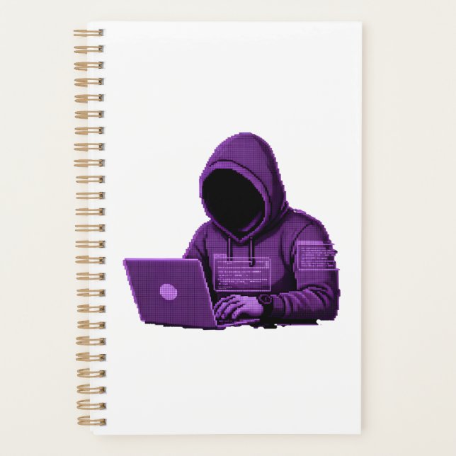 Cyper Pixel Art Spiral Notebook -Tech Journal (Front)