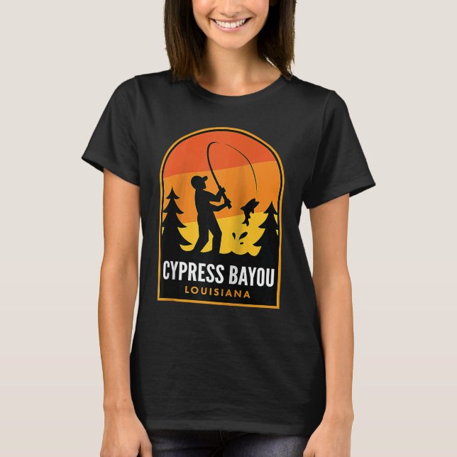 Cypress Bayou Louisiana Fishing Raglan T-Shirt (Front)
