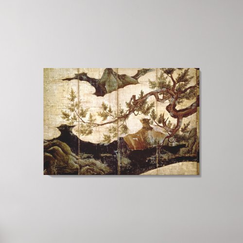 Cypress by Kano Eitoku Muromanchi period Canvas Print