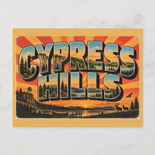 Cypress Hills SK Prairie Island Pine Forest Art Postcard