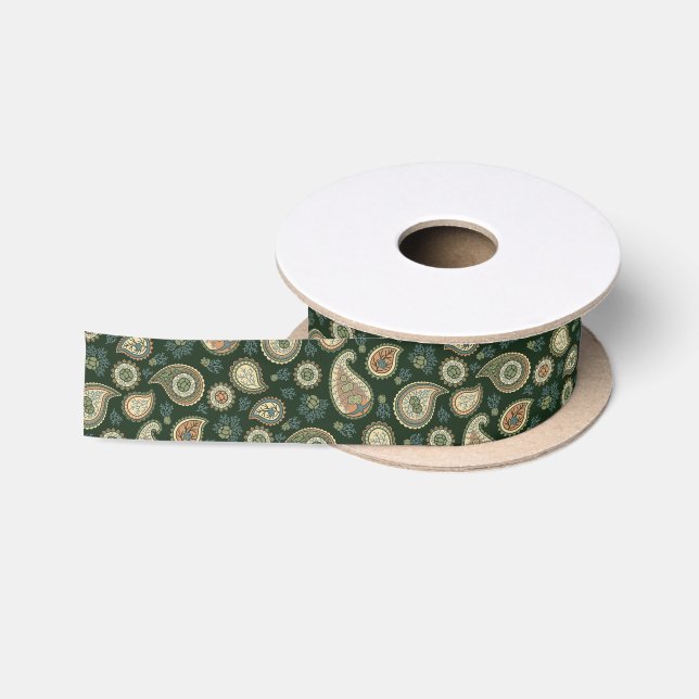 Cypress Paisley Pattern Satin Ribbon (Spool)