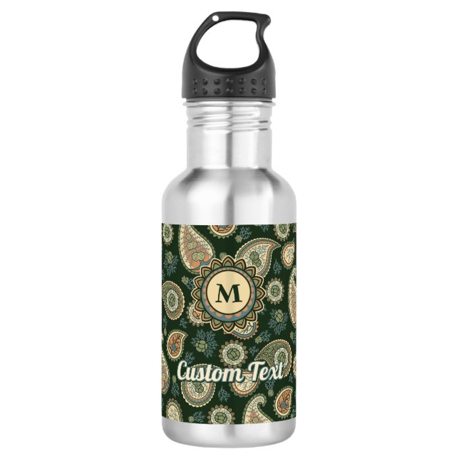 Cypress Paisley Pattern Stainless Steel Water Bottle (Front)