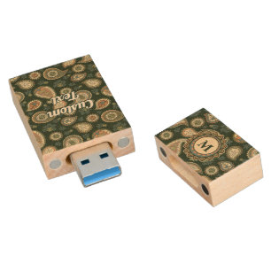Cypress Paisley Pattern Wood Flash Drive