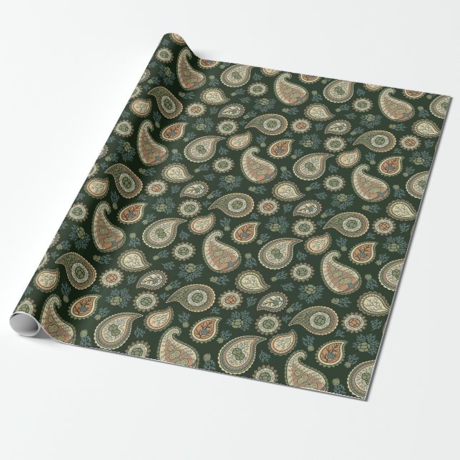 Cypress Paisley Pattern Wrapping Paper (Unrolled)