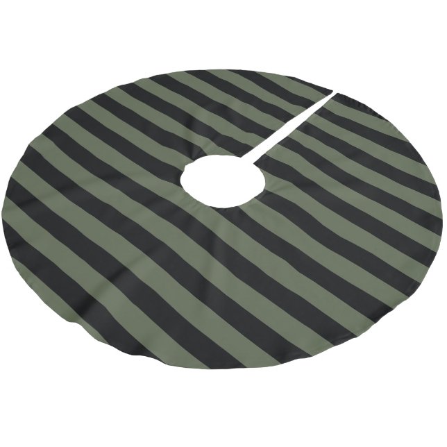 Cypress Pine Green Parallel Stripes Christmas Brushed Polyester Tree Skirt (Angled)