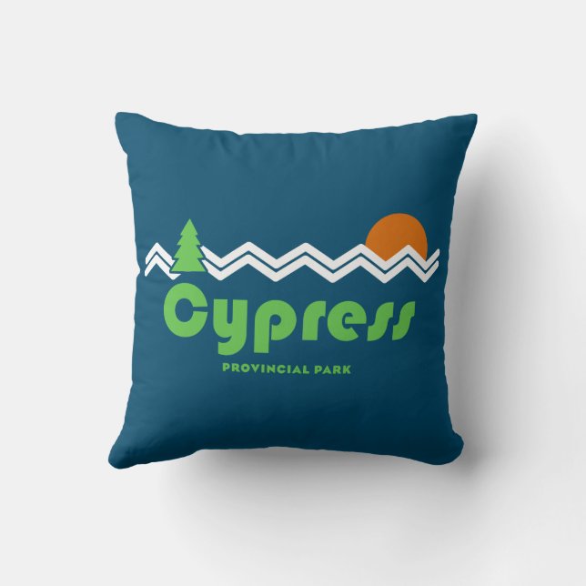 Cypress Provincial Park Retro Throw Pillow (Back)