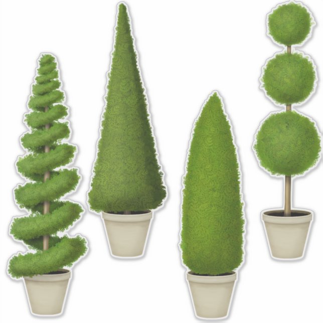 Cypress Topiary Collection Charming Garden Sticker (Front)