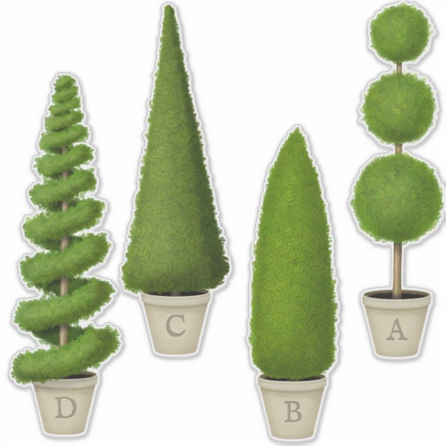 Cypress Topiary Collection Custom Monogrammed Sticker (Front)