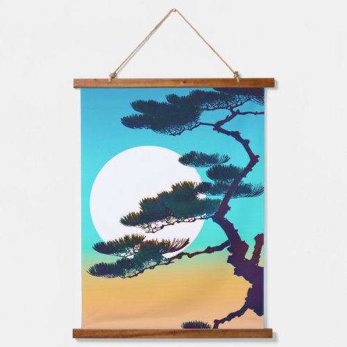 Cypress Tree and Full Moon   Hanging Tapestry