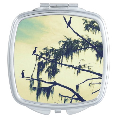 Cypress Tree Birds Compact Mirror