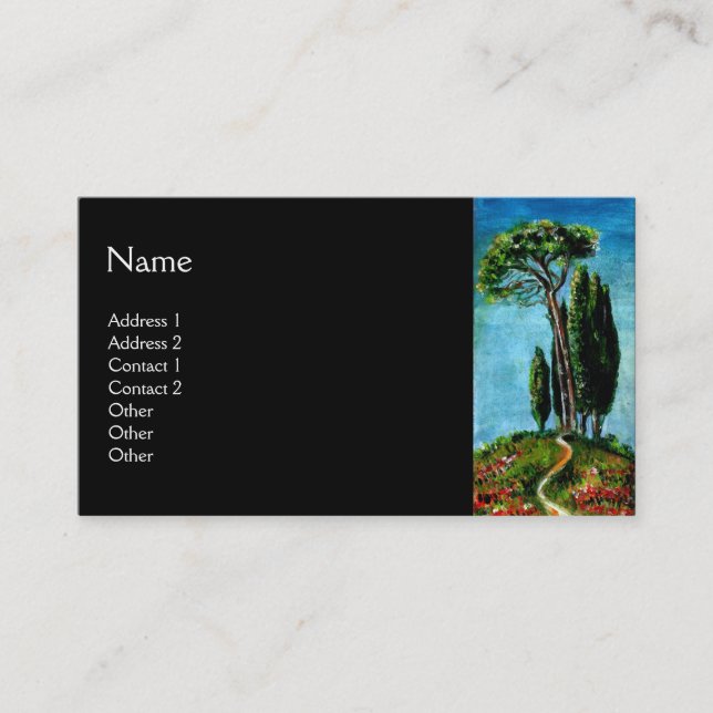 CYPRESS TREES AND MEDITERRANIAN PINE IN TUSCANY BUSINESS CARD (Front)