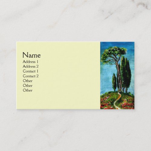 CYPRESS TREES AND MEDITERRANIAN PINE IN TUSCANY BUSINESS CARD