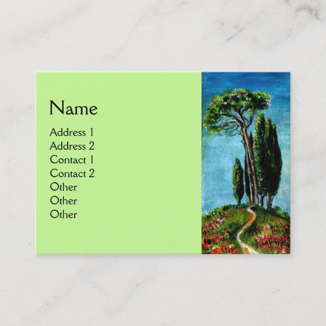 CYPRESS TREES AND MEDITERRANIAN PINE IN TUSCANY BUSINESS CARD (Front)