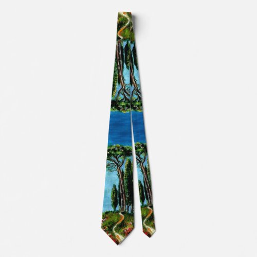 CYPRESS TREES AND MEDITERRANIAN PINE IN TUSCANY NECK TIE