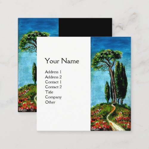 CYPRESS TREES AND MEDITERRANIAN PINE IN TUSCANY SQUARE BUSINESS CARD