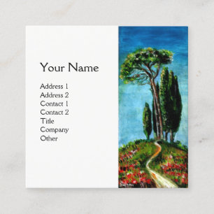 CYPRESS TREES AND MEDITERRANIAN PINE IN TUSCANY SQUARE BUSINESS CARD