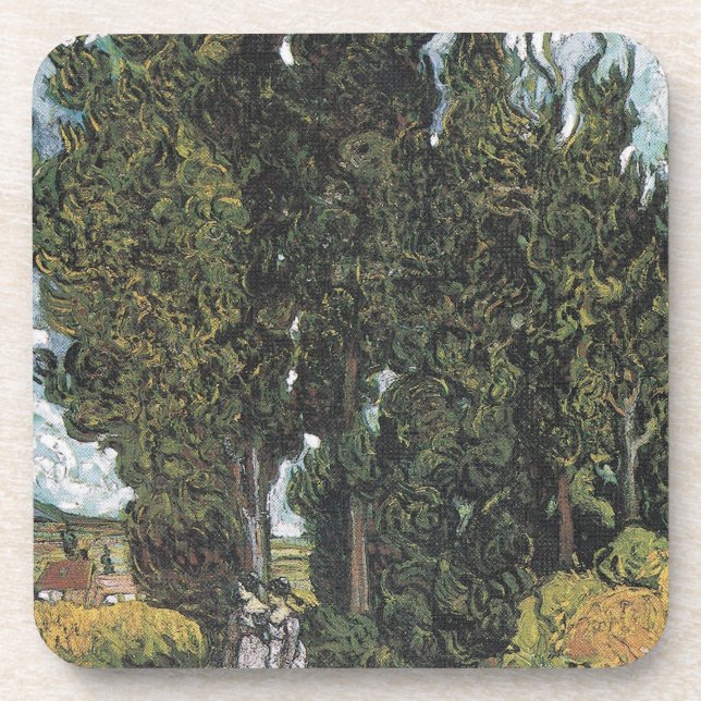 Cypress Trees by Van Gogh Beverage Coaster (Front)