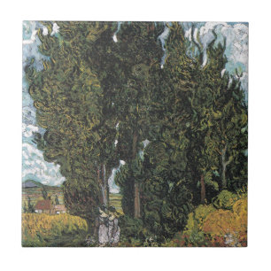 Cypress Trees by Van Gogh Ceramic Tile