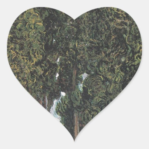 Cypress Trees by Van Gogh Heart Sticker