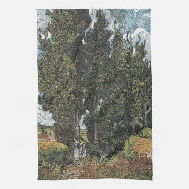 Cypress Trees by Van Gogh Kitchen Towel (Vertical)
