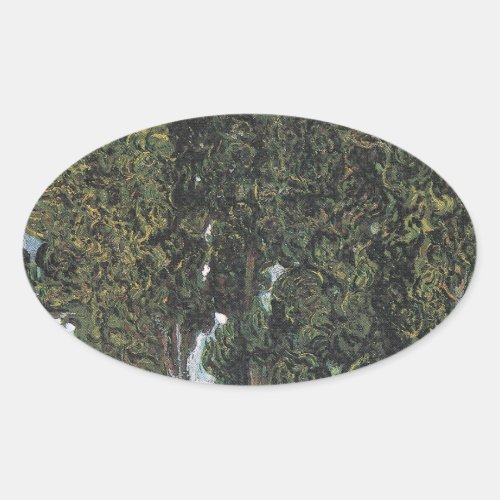 Cypress Trees by Van Gogh Oval Sticker