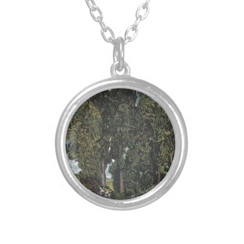 Cypress Trees by Van Gogh Silver Plated Necklace