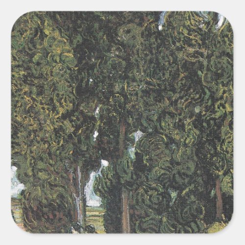 Cypress Trees by Van Gogh Square Sticker