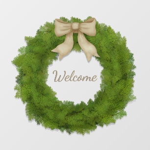 Cypress Wreath With Bow Custom Name or Greeting Wall Decal