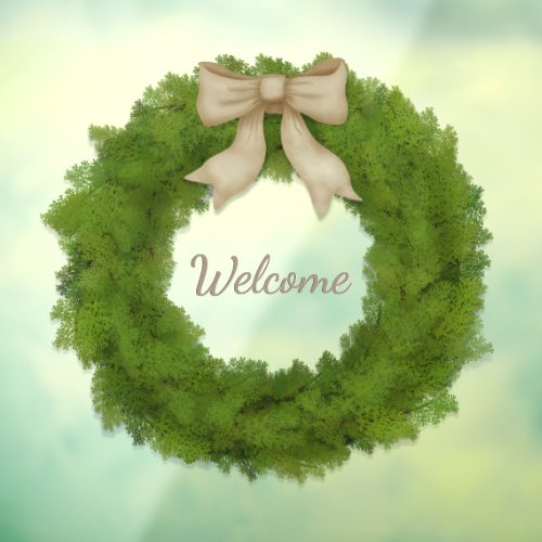 Cypress Wreath With Bow Custom Name or Greeting Window Cling