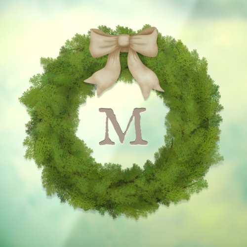 Cypress Wreath With Rustic Bow Custom Monogram Window Cling