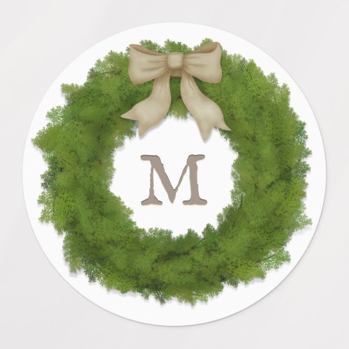 Cypress Wreath With Rustic Bow Custom Monogrammed Labels