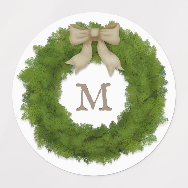 Cypress Wreath With Rustic Bow Custom Monogrammed Labels (Design 1)