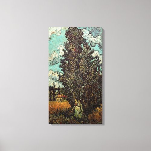 Cypresses and Two Women by Vincent van Gogh Canvas Print