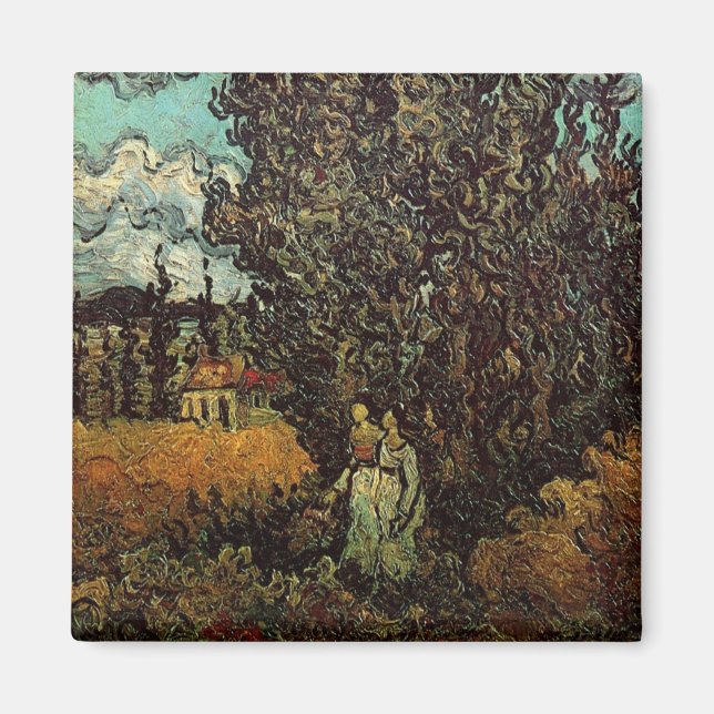 Cypresses and Two Women by Vincent van Gogh Magnet (Front)