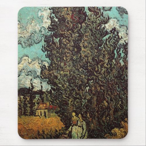 Cypresses and Two Women by Vincent van Gogh Mouse Pad