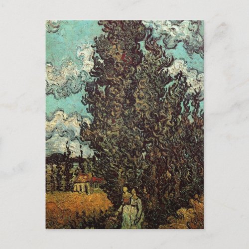 Cypresses and Two Women by Vincent van Gogh Postcard