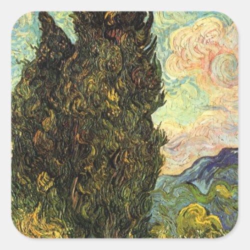 Cypresses by Vincent van Gogh Square Sticker