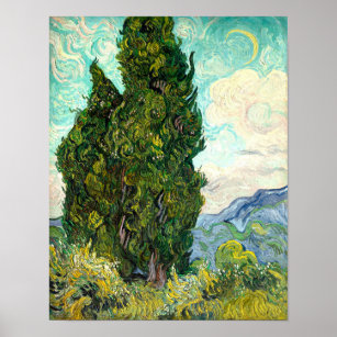 Cypresses tree Vincent Van Gogh landscape Fine Art Poster