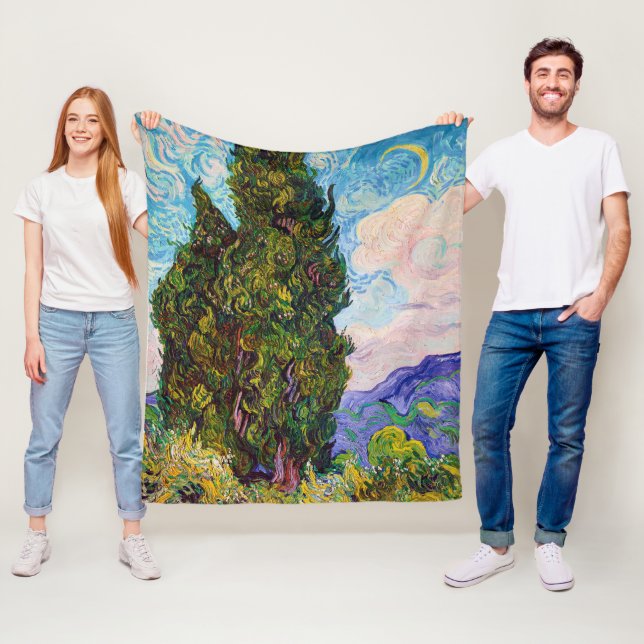 Cypresses, Van Gogh Fleece Blanket (In Situ)