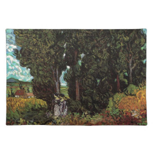 Cypresses with Female Figures by Vincent van Gogh Cloth Placemat
