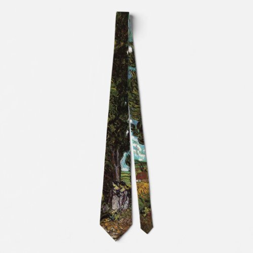 Cypresses with Female Figures by Vincent van Gogh Neck Tie