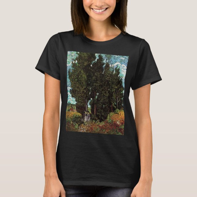 Cypresses with Female Figures by Vincent van Gogh T-Shirt (Front)