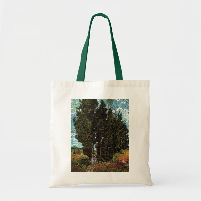 Cypresses with Female Figures by Vincent van Gogh Tote Bag (Front)