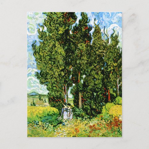 Cypresses with Two Women Van Gogh Fine Art Postcard